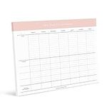 Bliss Collections Family Planner with 50 Undated 8.5 x 11 Tear-Off Sheets - Simple Pink Daily and Weekly Calendar for Planning and Organizing Family Activities, Appointments, Tasks, Chores and Meals