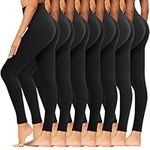 Syrinx 7 Pack Leggings for Women - High Waisted Tummy Control Soft Yoga Pants for Workout Running