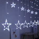 BLOOMWIN Christmas Window Lights 2m x 1m 12 Stars Curtain Fairy Light Xmas Decoration for Indoor Party Bedroom(Cool White)