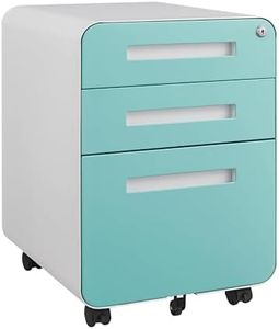 CuisinSmart 3 Drawer Mobile File Cabinet with Lock, Small Filing Cabinet 5 Wheel Anti-tilt Design Rolling File Cabinet Fully Assembled (Except Casters) File Cabinets for Home Office Green