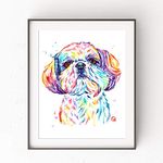 Shih Tzu Wall Art by Whitehouse Art | Havanese Painting, Bichon Frise Painting, Dog Mom Gifts, Dog Decor | Professional Art Print of Original Shih Tzu Watercolor Painting | Dog Memorial Gift