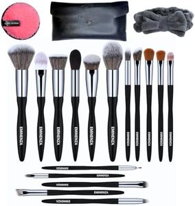 Set Brochas de Maquillaje, Juego 16 Brochas de Maquillaje Con Estuche, Diadema y Disco Desmaquillante, Estuche de Pinceles de Maquillaje, Pack Brochas Para Maquillaje, Manta de Brochas de Maquillaje
