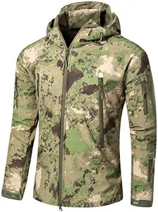 Flygo Men's Outdoor Military Hooded Tactical Fleece Softshell Jacket Coat (X-Small, Green)