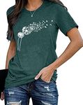 Women Dandelion Shirts Dandelion Graphic T Shirts Cute Casual Faith Shirt Tops (Green1, XX-Large)