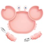 Linowos Silicone Suction Plate for Toddlers with Fork Spoon Set - Self Feeding Training Divided Plate Dish and Bowl for Baby and Toddler, Fits for Most Highchairs Trays