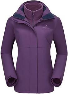CAMELSPORTS Womens Ski Jackets Waterproof Fleece Snow Coat 3 in 1 Snowboarding Jackets Winter Warm Windbreaker Raincoat, Purple, Small