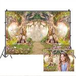 Leowefowa 8x6ft Jungle Forest Backdrops Fairytale Spring Enchanted Forest Dreamland Flowers Butterflies Photography Background for Baby Shower Kids Jungle Safari Birthday Party Photoshoot Studio Props