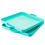 HSDT 15.3"x12.6" Trendy Colors Melamine Serving Tray with Handles Set of 2 (Sky Blue)