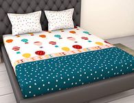 Loreto 140 TC Cotton King Bedsheet with 2 Pillow Covers for Every Day Use for King Size Bed - Red and Blue, Hot Air Balloons