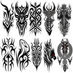 AWLEE Temporary Tattoos Waterproof Viking Tribal Totem - Long Lasting Fake tattoo for Men and Women 10 Sheets