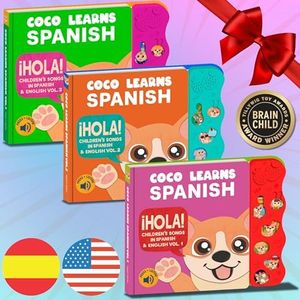 Coco Learns Spanish Bundle Deal, Spanish Toys for Toddlers 1-3, Spanish Baby Books, Bilingual Children’s Book, Baby Books 0-6 Months in Spanish, Libros En Español para Niños, Baby Musical Toys