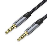 VENTION 3.5mm Aux Cable 0.5m Audio Mic Cable 4-Pole TRRS Cord 3.5mm to 3.5mm Stereo Jack to Jack cable Headphone Male to Male Jack Aux Lead Compatible with Microphone Headset Speaker PC and more