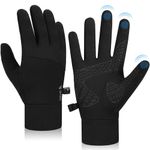 Lapulas Cycling Gloves, Unisex Winter Thin Thermal Gloves Lightweight Touch Screen Gloves Black Warm Liner Running Gloves Outdoor Climbing Driving Biking Gloves for Men Women Ladies