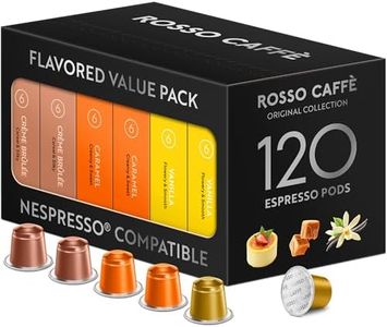 ROSSO CAFFÈ 120 Espresso Coffee Pods for Nespresso Original Machines - Value Pack of Premium Flavored Capsules, 3 Rich and Balanced Desert Coffees (Vanilla, Crème Brulee, Caramel)