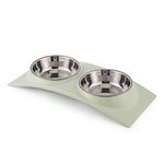 emily pets Emily Pet Double Dog Cat Bowls Premium Stainless Steel Pet Bowls No-Spill Resin Station, Food Water Feeder Cats Small Dogs.,38.5 cm,H_6 cm,W_16.5 cm