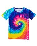 Boys Summer Clothes Kids T-shirt Short Sleeve 3D Graphic Printed Top Tees Youth Casual Tee Shirts (Tie Dye, 7-8 Years)