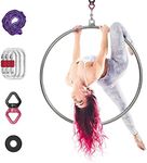 PRIORMAN Lyra Hoop Aerial Hoop Set with Rigging Hardware Single Stainless Steel Hoop Circus Hoop Great for Dancing Studio, Aerial Fitness (Stainless Steel, Hoop Dia:95cm-Tube Dia:32mm)