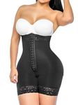 YIANNA Tummy Control Shapewear for Women Fajas Colombianas Body Shaper Shorts Butt Lifter Thigh Slimmer with Zipper Crotch,YA7272-Black-S