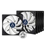 ARCTIC F12 PWM PST (5 Pack) - 120 mm PWM PST Case Fan with PWM Sharing Technology (PST), Value Pack, Very Quiet Motor, Computer, Fan Speed: 230-1350 RPM - Black/White