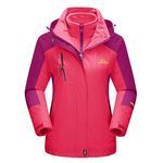 MAGCOMSEN Winter Ski Jacket for Women 3 in 1 Winter Insulated Coat Waterproof Snowboard Coats Windproof Rose 2XL