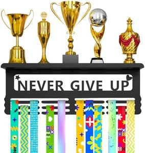 YXFOOR Medal Holder Display with Trophy Shelf - Race Medal Display Upgraded Medal Holder Display for Gymanstics, Race, Soccer, Swim