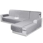 VANSOFY Sectional Couch Covers 100% Waterproof L Shaped Sofa Slipcover 3pcs Reversible Chaise Lounge Cover for Sectional Sofa Furniture Protector Cover for Pets Dog Cat(Large, Light Gray)