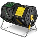 Miracle-Gro Large Dual Chamber Compost Tumbler – Easy-Turn, Fast-Working System – All-Season, Heavy-Duty, High Volume Composter with 2 Sliding Doors + Free Scotts Gardening Gloves (2 – 27.7gal/105L)