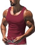 FLLSGT Men's Jogging Sleeveless Cool Tees Comfortable Workout Muscle Tank Tops Sports Undershirts (Wine Red Medium)