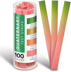 100 Count Quaternary Test Strips for Restaurant Supplies, Bulk Easy to Read Water Test Strips, Quick Result Quaternary Test Kit for Pools, Restaurants, Food Service