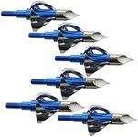 Mangobuy 6 Pack Broadheads 100 Grain Hunting Arrow Heads Archery Shooting for Compound Bow Crossbow Hunting (blue)