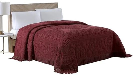 Beatrice Home Fashions Medallion Chenille Bedspread, Queen, Burgundy