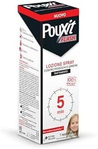 POUXIT FLASH - Lozione Spray antipidocchi e lendini, Agisce in 5 minuti con una sola sola applicazione, Trattamento per il cuoio capelluto, Pettine incluso, 150 ml