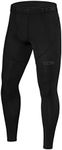 TCA Men's and Boys' Pro Performance Compression Leggings Thermal Base Layer Tights - Black Stealth, M