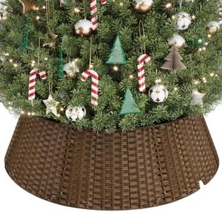 ELYKEN 42 Inch Christmas Tree Collar, Large Woven Tree Base Cover, Brown