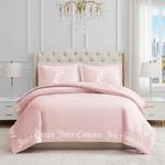 Juicy Couture - Comforter Set - Gothic Design Bedding - King - 3 Piece Set Includes (1) 108" x 92" Comforter and (2) 20" x 36" Shams - Wrinkle Resistant - Premium Bedroom Decor - Marshmallow Pink