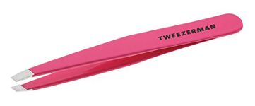 tweezerman Stainless Steel Slant Pink Tweezer, 1-Count