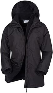 Mountain Warehouse Fell Kids 3 in 1 Jacket - Water Resistant Triclimate Rain Jacket, Detachable Inner Jacket, Packaway Hood Kids Coat, For Winter Walking, Hiking Black 2-3 Years