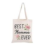 PWHAOO Best Momma Ever Tote Bag New Mom Tote Bag Momma Life Tote Bag Momma Birthday Gift Mother’s Day Gift, Best Momma Ever Tote