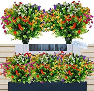 Sequpr Lot de 12 Fleurs Artificielles Extérieures, Plantes Artificielles, 6 Couleurs UV Résistant Bouquets Fleur Artificielle en Plastique, Fausses Fleurs Décor pour Maison Balcon Jardin Jardinière