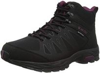 Hi-Tec Raven MID WP Womens High Rise Hiking Boots, Black (Black/Grape Wine 21), 4 UK