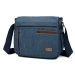 Sunsomen Messenger Bag For Man,Canvas Satchel Bag Crossbody Bag Shoulder Bag Vintage 14 Inch, Blue