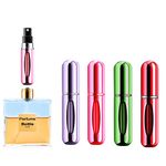 Portable Mini Refillable Perfume Atomizer Bottle Refillable Spray, Atomizer Perfume Bottle, Scent Pump Case, Perfume Atomizer Refillable Travel (5ml, 4 Pack)(Red, Rose Red, Purple, Green)