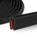 Rubber Edge Trim U Channel Rubber Seal Strip Self-Adhesive Rubber Edge Protector Trim Fit 1/8" Edge, 10Ft, Black