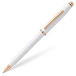 Cross Century II Ballpoint Pen with Polished Rose PVD Appointments - White Lacquer - AT0082WG-113