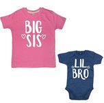 Edward Sinclair | Matching | 2-3years | Big Sis T-shirt | 6-12 months | Lil Bro | Bodysuit Set | Bubblegum Pink | Navy | White Glitter Print