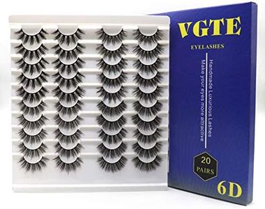 VGTE 6D False Eyelashes Handmade Faux Mink Lashes Professional Fake Eyelashes 4 Styles 20 Pairs Wispy Natural Reusable Eyes Lashes (6DXF08)