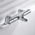 Thermostatic Bath Shower Mixer Taps,NewEast Modern Chrome Bathroom Bar Shower Value with Bath Filler Spout