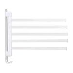 Swivel Towel Rack Stainless Steel 3/4/5-Arm Towel Bar Space Saving Wall Mounted Hand Towel Holder with Hook Swing Out Towel Hanger for Bathroom, Kitchen(White 5-Arm)