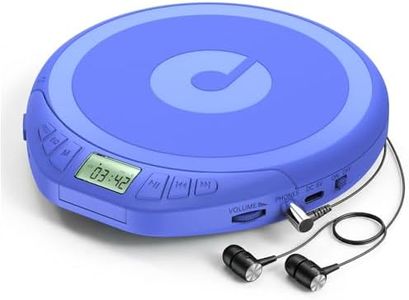 H-01 Portable CD Player with Earphones,Blue Personal CD Discman Player for Home Car with Anti-Skip Shockproof Protection, Small CD Player with LCD Display for Music Lovers