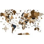 Wooden World Map 3D Art Large Wall Decor - Size (M, L, XL) Any Occasion Gift Idea - Wall Art For Home, Kitchen or Office